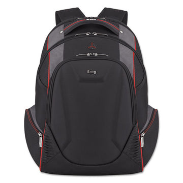 Solo Launch Laptop Backpack, 17.3", 12 1-2 X 8 X 19 1-2, Black-gray-red freeshipping - TVN Wholesale